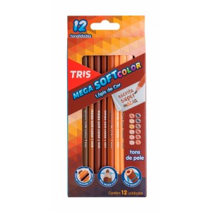 LAPIS DE COR 12 CORES TRIS MEGASOFTCOLOR TONS DE PELE